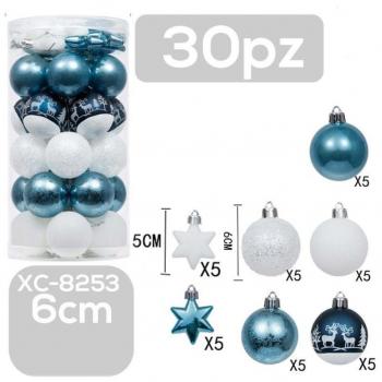 Colección de 30 Bolas de Navidad 6 cm para Decorar Árbol Xc-8253