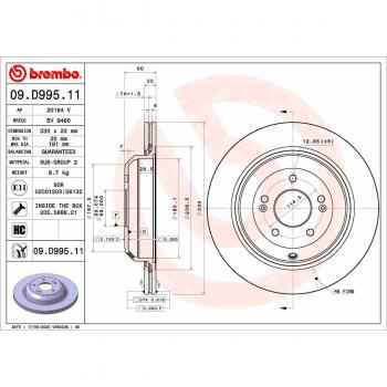 Bremsscheibe BREMBO für Hinterachse 09D99511