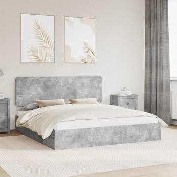Grey Concrete Loft Bed with Integrated Storage – 180x200cm (Engineered Timber)