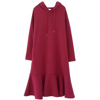 DIMANAF Lässiges Plus Size Kleid für die kalte Jahreszeit