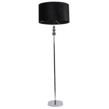 Marissa Velvet Drum Shade Floor Lamp with Chrome Stacked Ball and LED Bulb