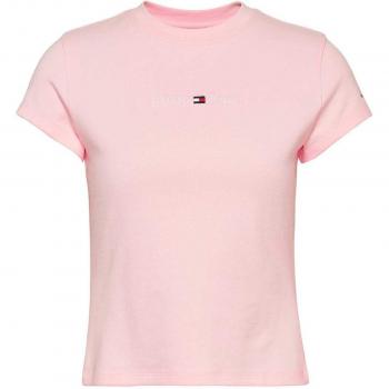 T-shirt Feminina Tommy Jeans Rosa com Estampa Linear