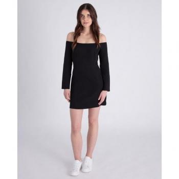 Calvin Klein Jeans: Vestido Negro Slim Bardot