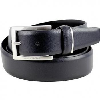 Glattes Lederband von Pierre Cardin – Doppelklammer, Schwarz, 95 cm