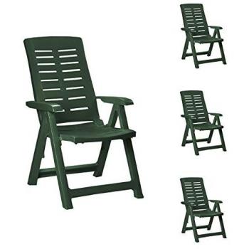 Mojawo Garten-Positionsklappstühle – 4 Stück, grün, Kunststoff, 5‑Positionen