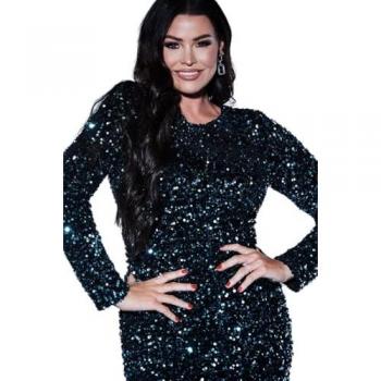 Women's Teal Velvet Sequin Mini Dress – Dorothy Perkins, Size 16