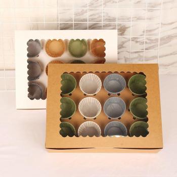 Bandejas de hornear para muffins, caja Kraft con revestimiento blanco