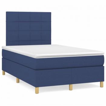 VidaXL Boxspring „LED Blau“ 120 × 190 cm – mit Matratze und Stofftuch
