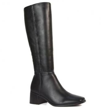 Ruby K‑High Zip Calf Boot – Square Toe, Black, Size 7