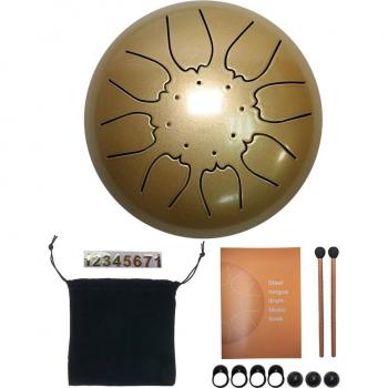 6-Inch 8-Tone Tongue Drum with Drumsticks and Carrying Bag