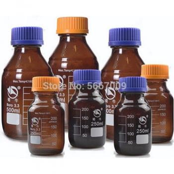 100ml to 2000ml Amber Sealed Glass Reagent Bottle with Brown Cap