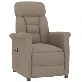 Sillón eléctrico reclinable gris taupe piel de ante sintética