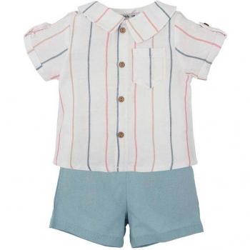 Set de ropa para bebé niño con camisa de rayas y bermuda