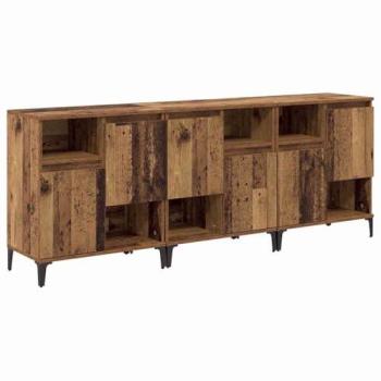 Rustic Oak Accented Sideboard Collection – 3 Pieces, 60x35x70 cm