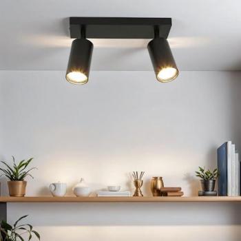 LICHT-ERLEBNISSE Deckenspot Metall verstellbar Schwarz GU10 2-flammig länglich Spot Lampe Decke