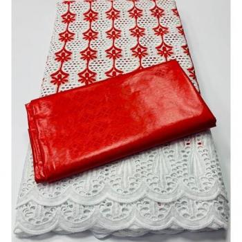 Guinea Bazin Riche Lace Fabric 100% Cotton for Dresses 2.5+2.5 Yards YA374