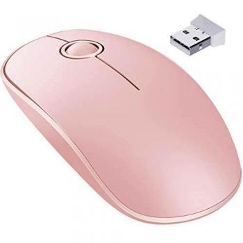 VicTsing Souris sans Fil Ultra Mince 2.4G Optique Silencieuse Anti-Bruit Rose