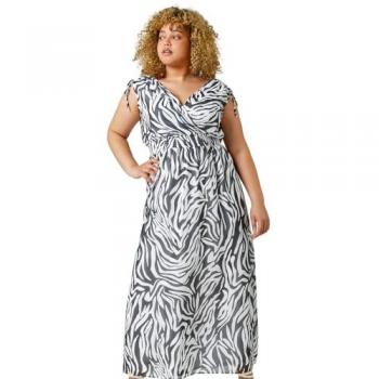 Roman Curve Animal Pattern Maxi – Black, UK 26‑28