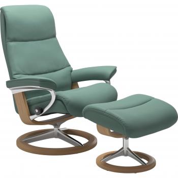 Relaxsessel „View“ von Stressless – Set mit Hocker & Signature Base, M, Eiche