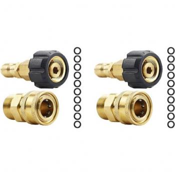 Pressure Washer Adapter Set, M22 14mm Swivel + 3/8 Inch Plug, 5000 PSI