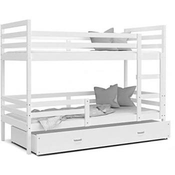 Lit Superposé Enfant Milo 90x190 Blanc avec Tiroir
