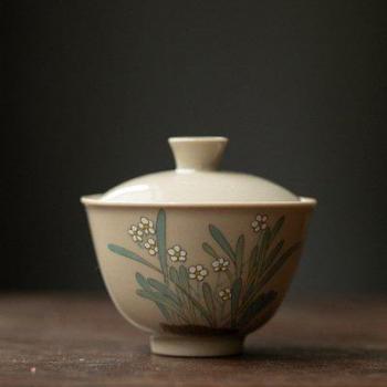 Wood Ash Ceramic Gaiwan 85ml Small Tea Bowl with Lid