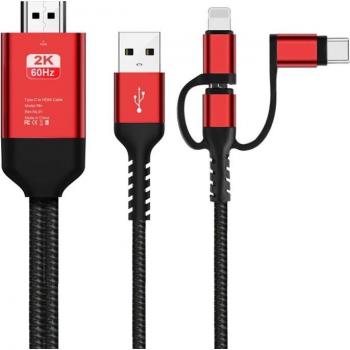 Adaptador HDMI universal 3 en 1 (MicroUSB-C, Lightning)
