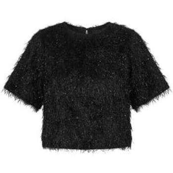 Yumi Black Fringe Casual Tee, Size 16
