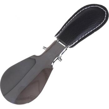 Compact Stainless Steel Shoe Horn with Leather Grip
