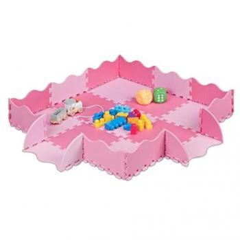 Tapis Puzzle Mousse EVA 25 Pièces, Dalle Enfant, Rose