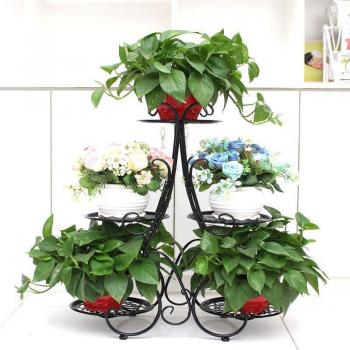 Wrought Iron Multi-Tier Flower Rack