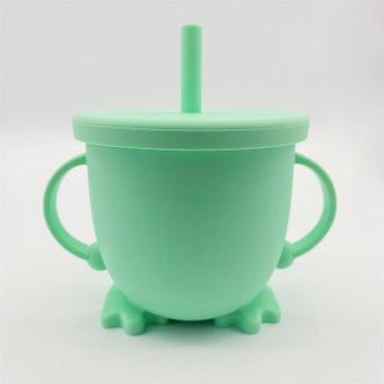 Kids Solid Color Silicone Cup with Straw