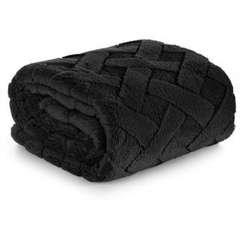 Soft & Warm: Wohndecke CARO Design91 – schwarze Karo‑Decke 70x160 cm