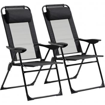 Outsunny 2er-Set klappbare Gartenstühle mit verstellbaren Rückenlehnen und Armlehnen