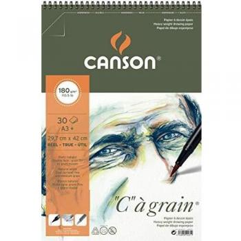 CANSON 400060625 C Papier à dessin grain 180 g/m² A3+ 30 feuilles
