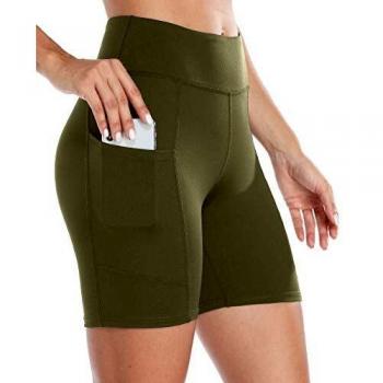 Anwell Damen Short Pants – Green High Waist Yoga Hose XL – Eng anliegend, elastisch