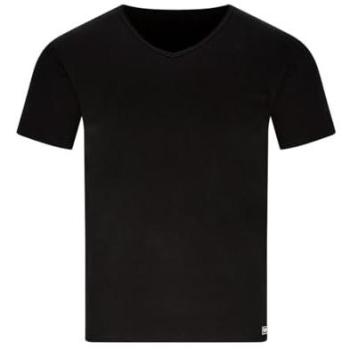 V‑Shirt „Fine Rib“ – Herren, Feinripp, kurzärmlig, schwarz