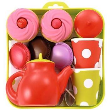 Ecoiffier 960 Luxus‑Tablett‑Tee Set – Cupcake‑Deckel, 12 Tassen