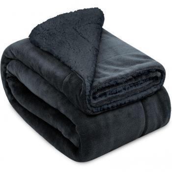 Coperta Morbida e Calda Alina Plaid Sherpa Grigio Antracite 220cm