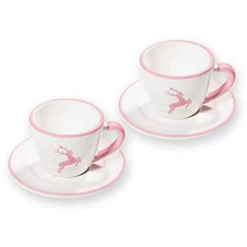Gmundner Keramik Espresso-Set mit Rosa Hirsch Design