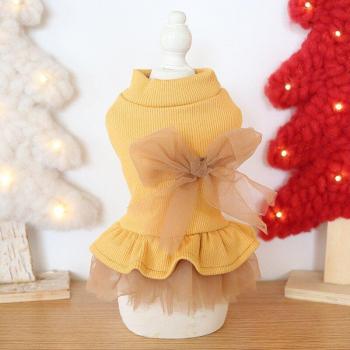 Three-Color Pet Dress with Big Bow for Small Dogs and Cats