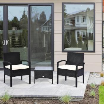 Outsunny wicker bistro set with table, black