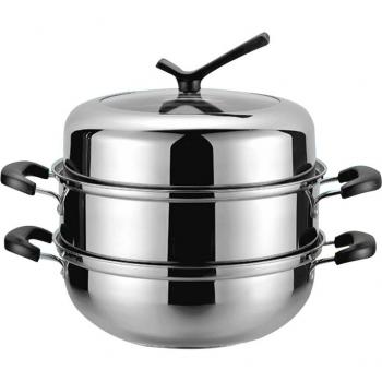 3-Layer Stainless Steel Steamer Pot for Cooking Vegetables and Meat