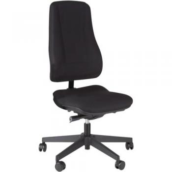 Chaise ergonomique LEANOS V ERGO, mécanisme synchronisé, sans accoudoirs, dossier haut, noir/noir