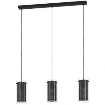 Lampadario Contemporaneo 3 Luci E27 Acciaio e Vetro