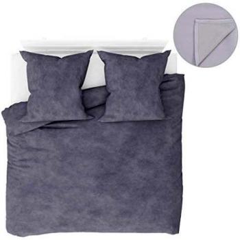 Ensemble camaignonnais – Couette, draps, housses et taies d’oreiller en molleton gris 5 pièces