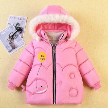 Girls Cartoon Down Jacket with Hood