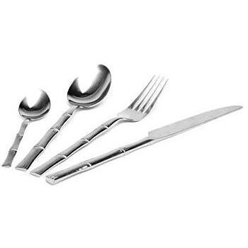 Excelsa 24‑Piece Bamboo Dining Set – Silver