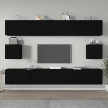 Ensemble de Divertissement 6 pcs Noir Bois d'ingénierie