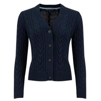 Women’s Constance Navy Cable‑Knit Cardigan (Size 14)